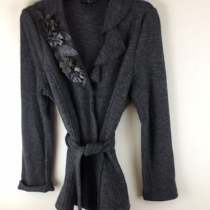 Cynthia Rowley's charcoal 100% wool blazer for petite ladies' size L